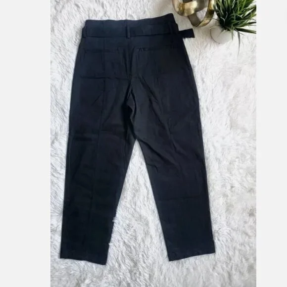 Banana Republic Ultra High Rise Pleated Twill Belted Tapered Pant Black Size 10 - Picture 7 of 7
